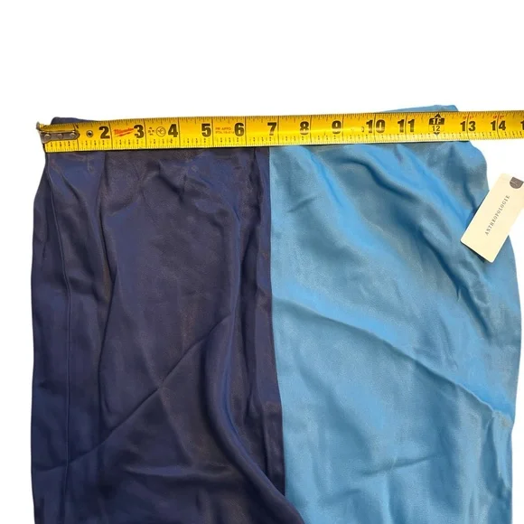 NWT The tilda maxi slip skirt Anthropologie two toned color block navy blue XXS - Picture 9 of 9